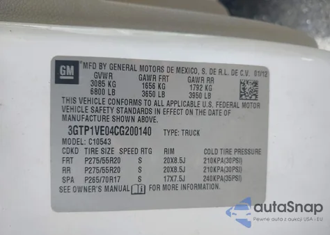 2012 GMC Sierra 1500 Sle from USA, damaged, VIN 3GTP1VE04CG200140